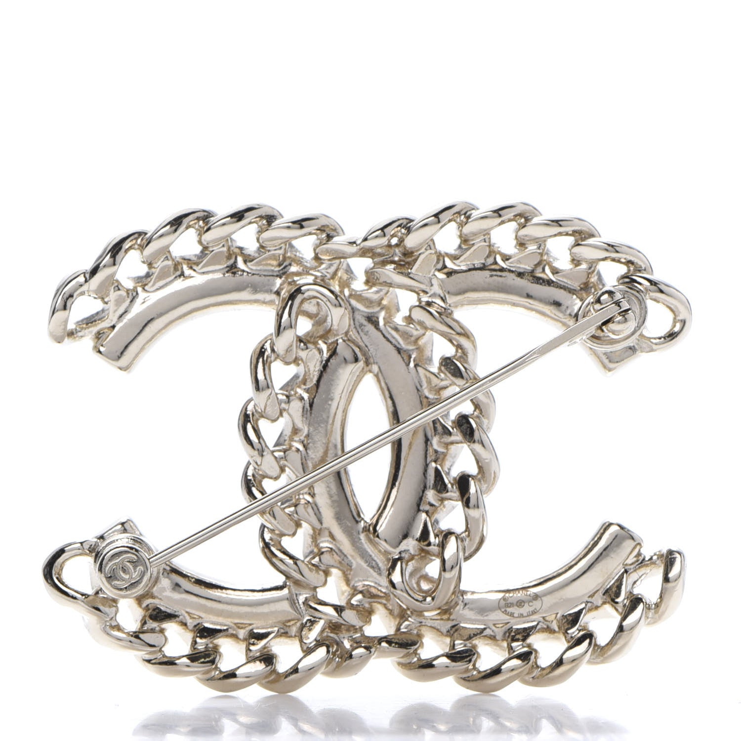 Chanel Crystal Chain CC Brooch Gold 3 of 5