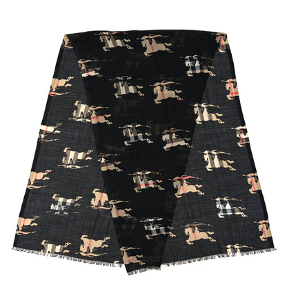 Burberry Wool Silk Gauze Giant Check EKD Scarf Archive Beige Black 2 of 4