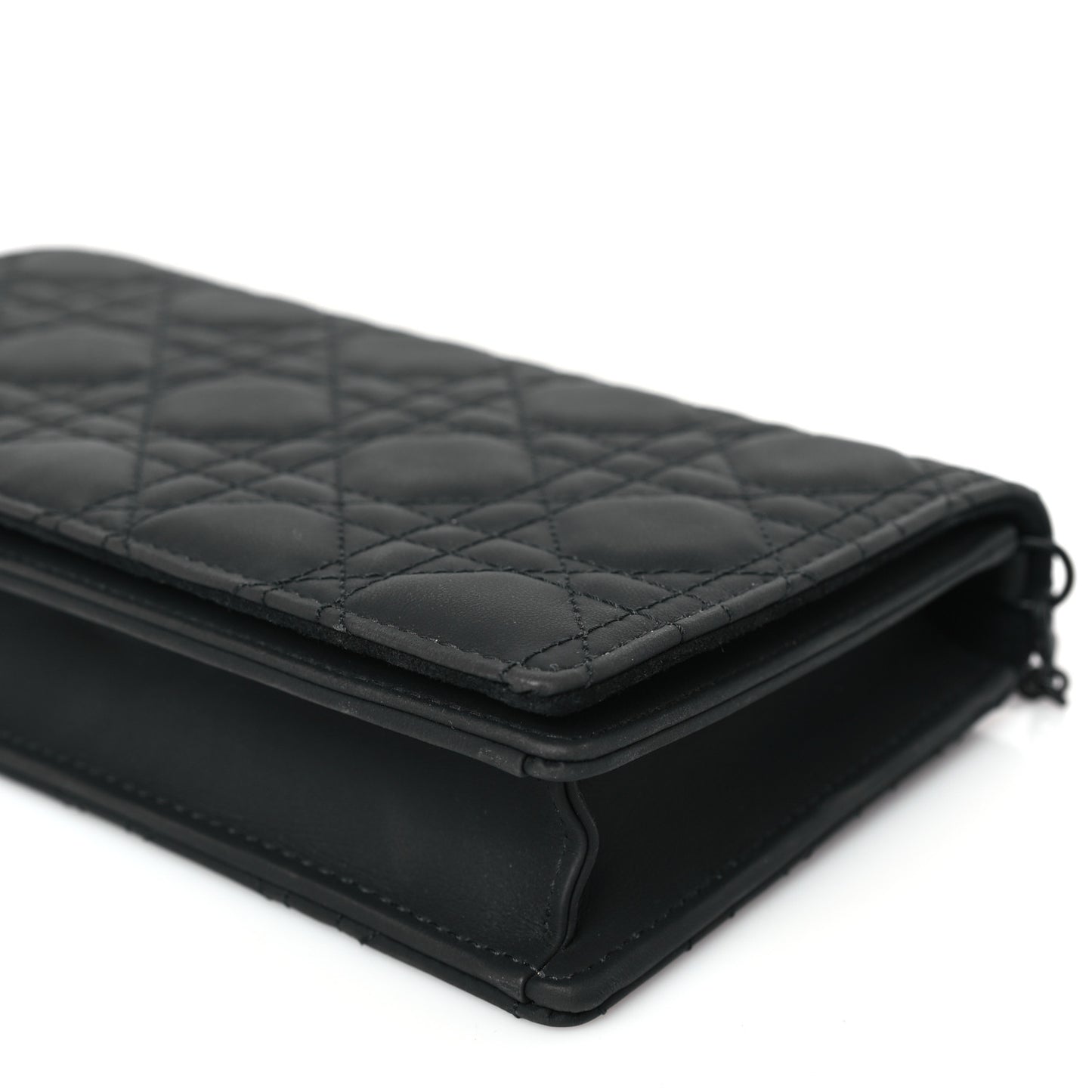 Ultra Matte Calfskin Cannage Lady Dior Clutch Black