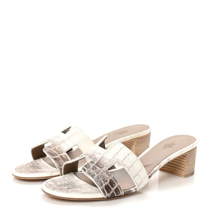 Hermes Matte Niloticus Crocodile Himalaya Oasis Sandals 38.5 White 4 of 10