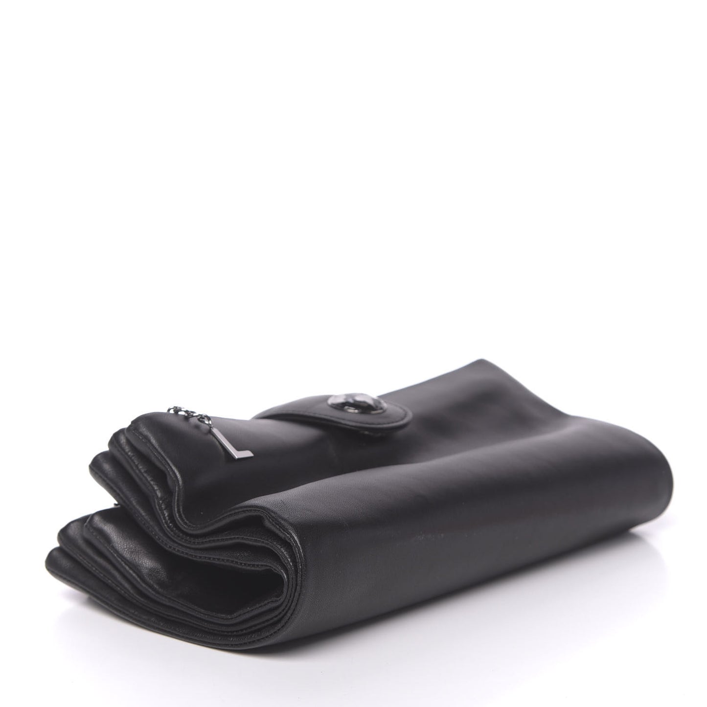 Lambskin Accordion Globe Clutch Black