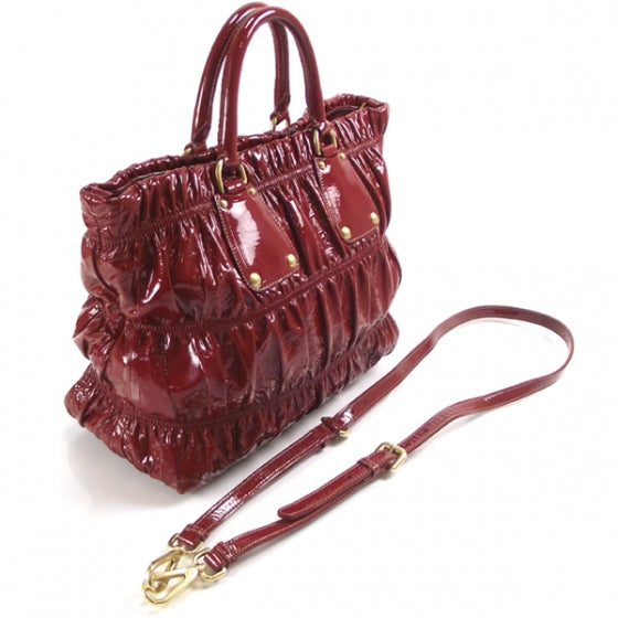 Prada Vernice Dressy Gaufre Red 3 of 9