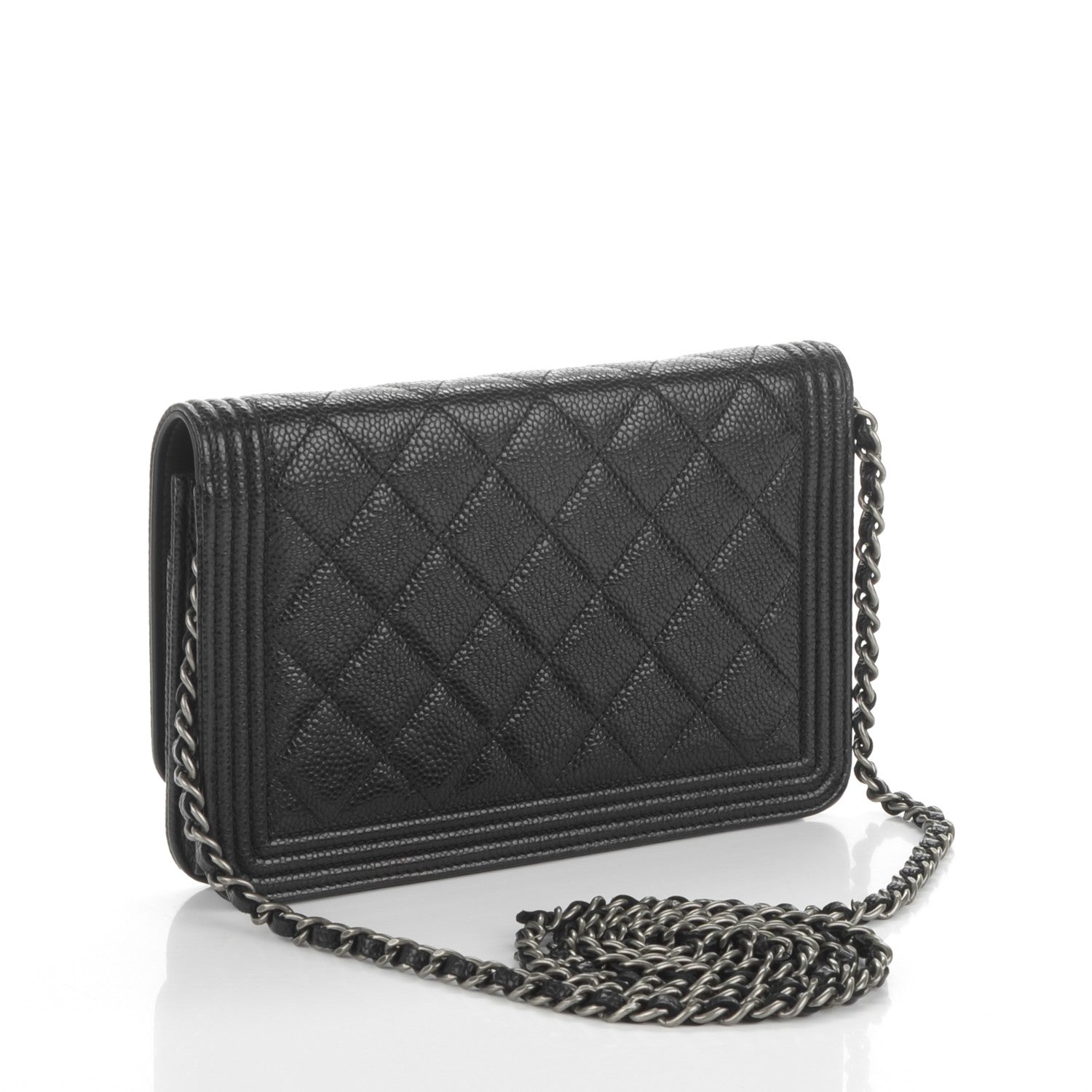 Chanel Caviar Quilted Boy Wallet On Chain WOC Black 3 of 8