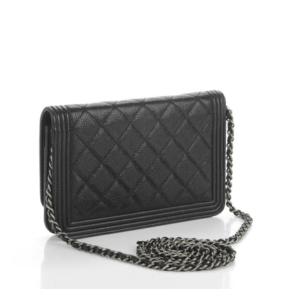 Chanel Caviar Quilted Boy Wallet On Chain WOC Black 3 of 8