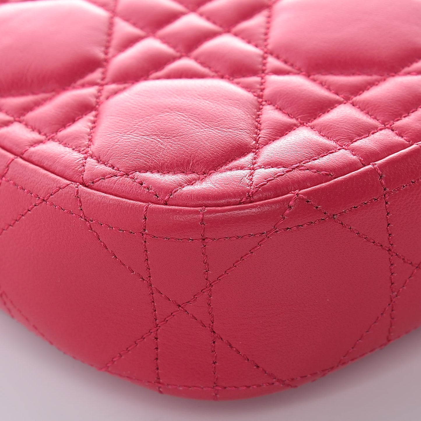 Lambskin Cannage Miss Dior Promenade Pouch Fuchsia
