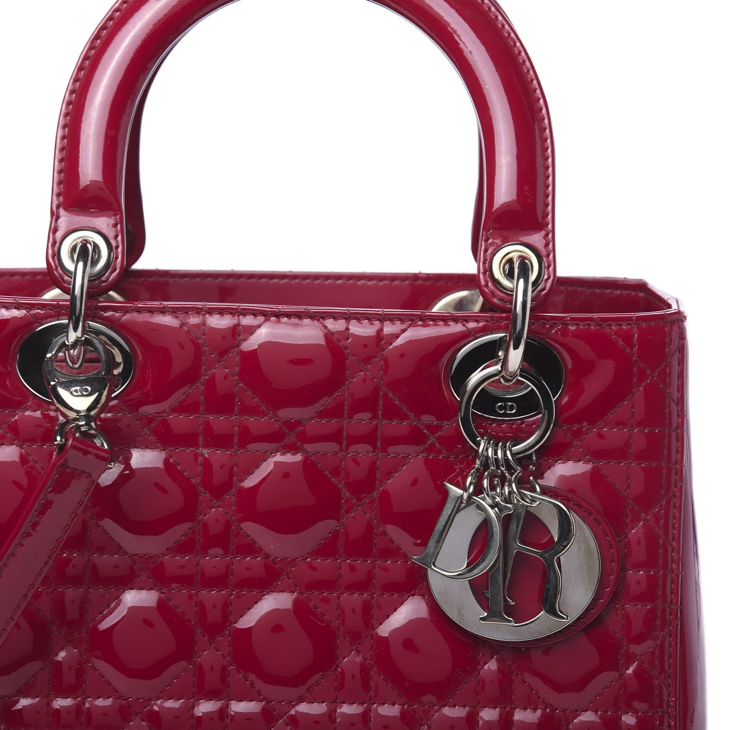Patent Cannage Medium Lady Dior Red