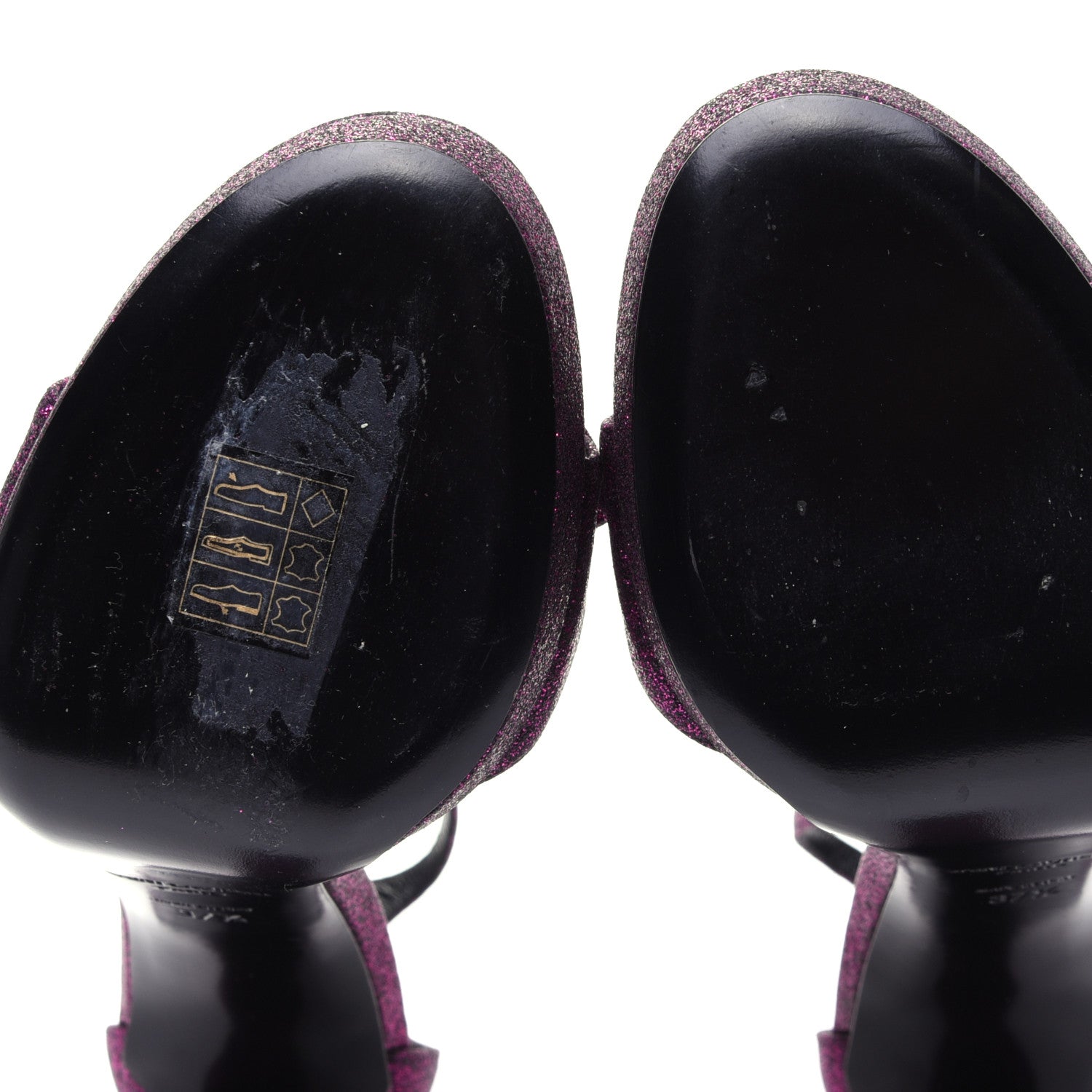 Saint Laurent Glitter Hall Platform Sandals 37.5 Purple 11 of 11