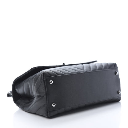 Chanel Caviar Chevron Quilted Small Coco Handle Flap Black 4 of 10