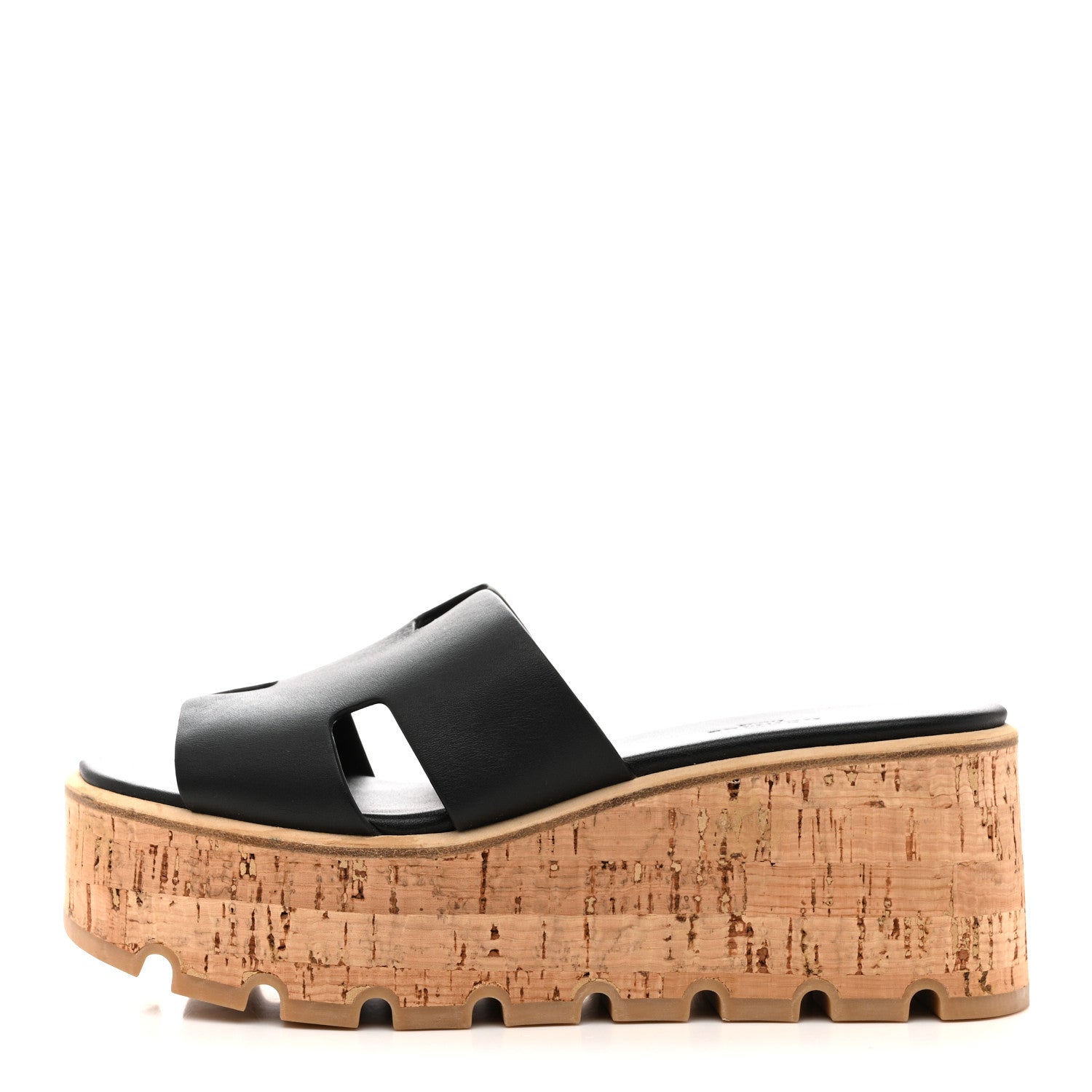 Hermes Calfskin Cork Eze 30 Sandals 37 Black 1 of 10