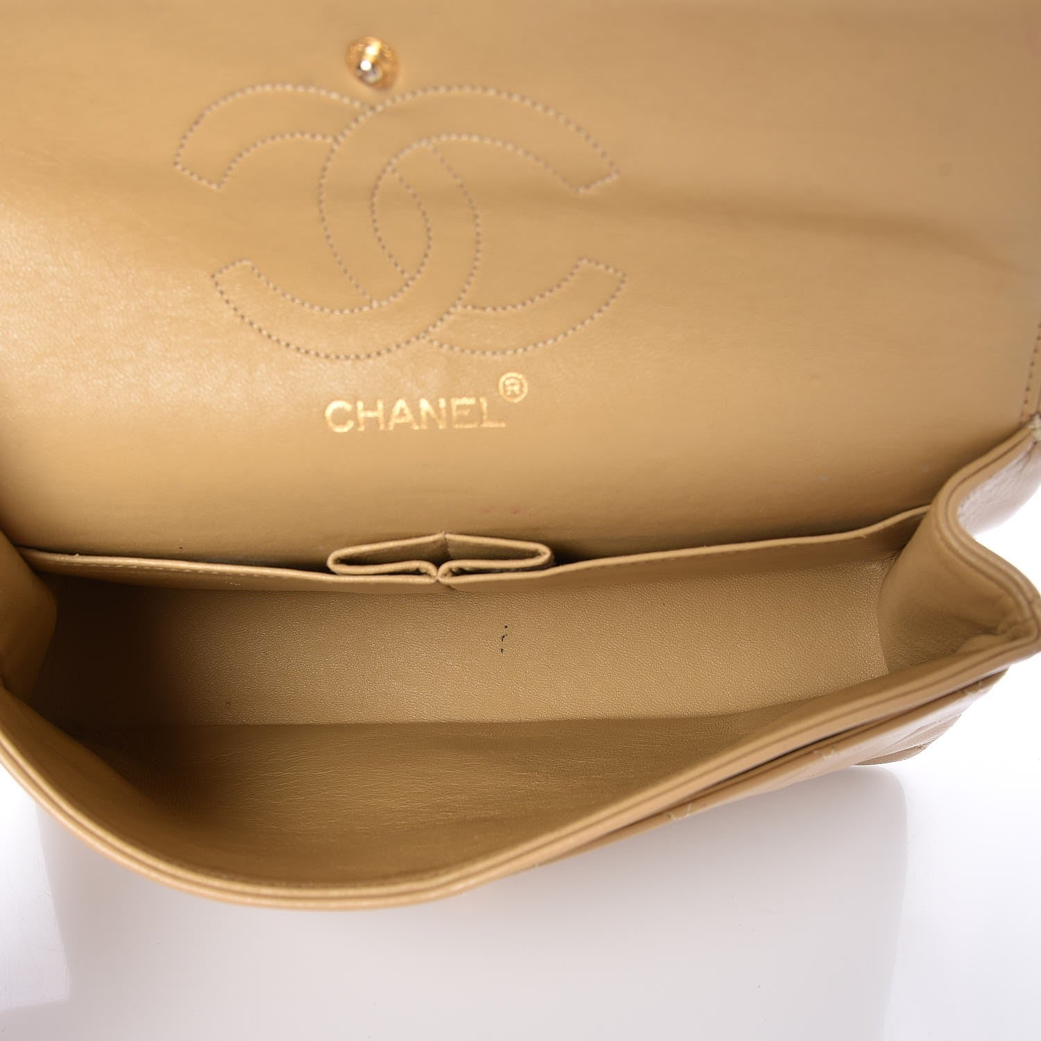 Chanel Lambskin Quilted Medium Double Flap Beige 6 of 13