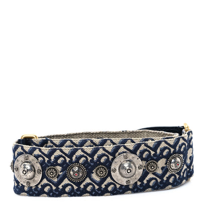 Christian Dior Oblique Studded Shoulder Strap Blue 2 of 4