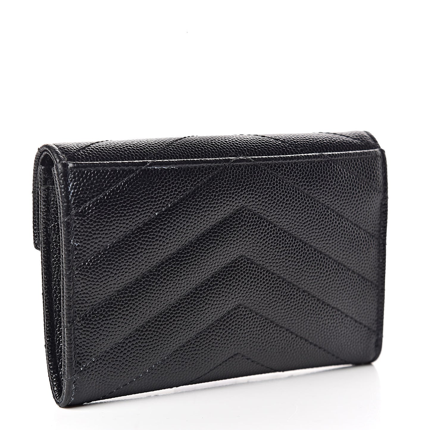Grain De Poudre Matelasse Chevron Small Monogram Envelope Wallet Black