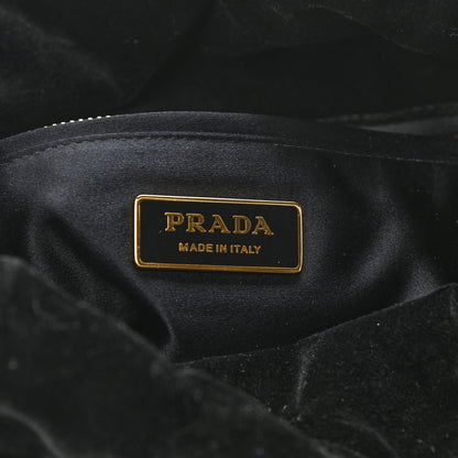 Prada Velvet Astrology Large Drawstring Hobo Bag Black 7 of 11