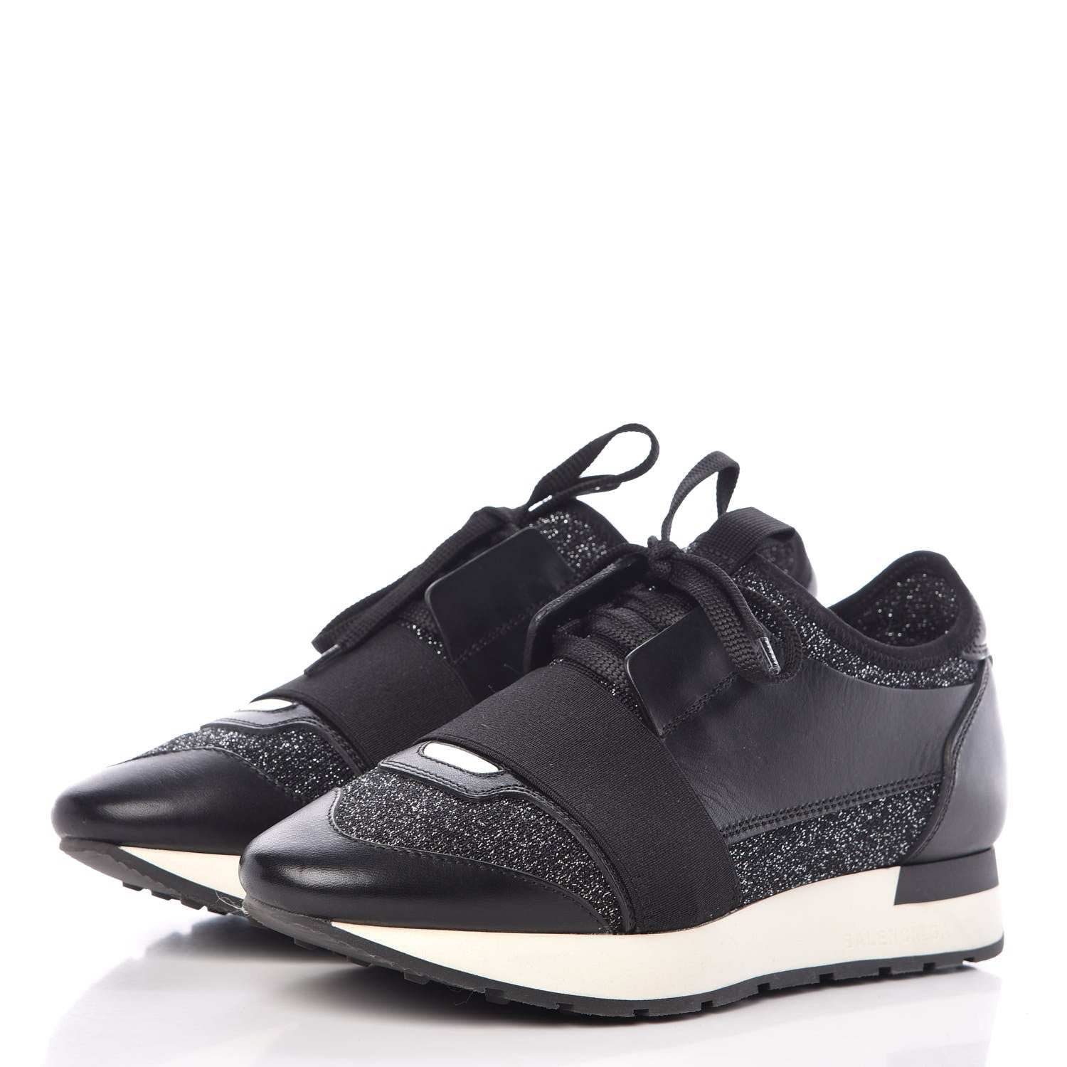 Balenciaga Mesh Lurex Calfskin Womens Race Runner Sneakers 36 Black 3 of 8