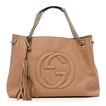 Gucci Pebbled Calfskin Medium Soho Chain Shoulder Bag Camelia 1 of 10