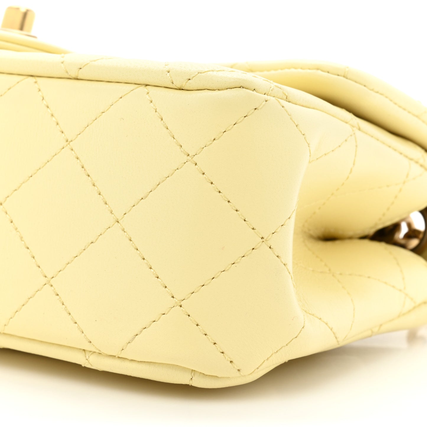 Lambskin Quilted Mini Rectangular Sweet Camellia Flap Yellow