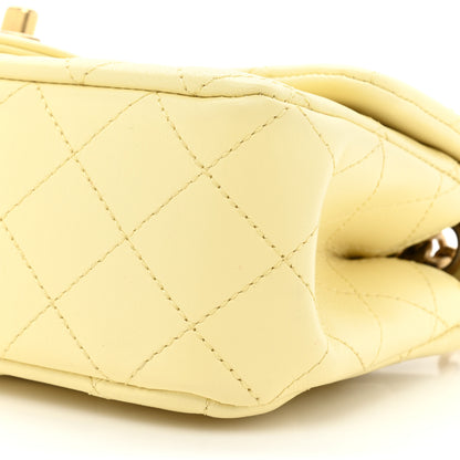 Chanel Lambskin Quilted Mini Rectangular Sweet Camellia Flap Yellow 8 of 14