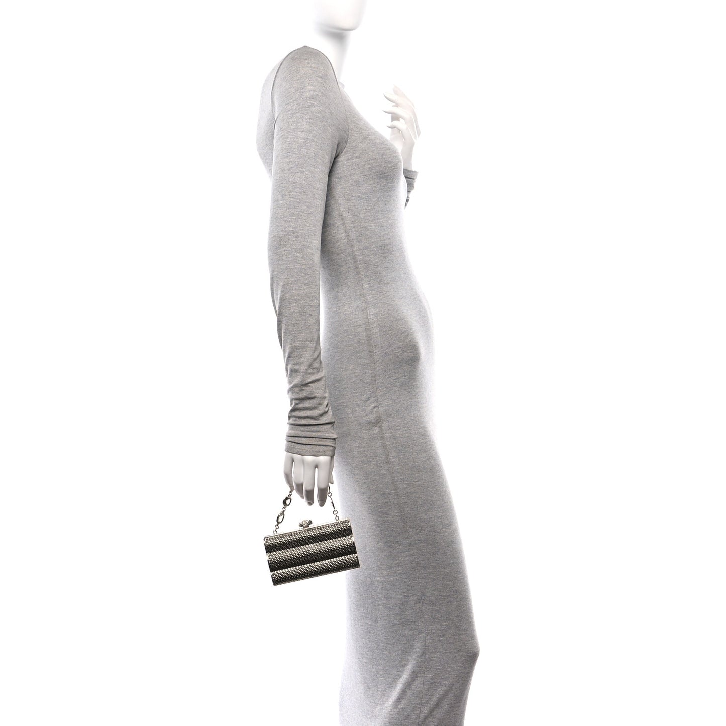 Swarovski Crystal Minaudiere Clutch Silver