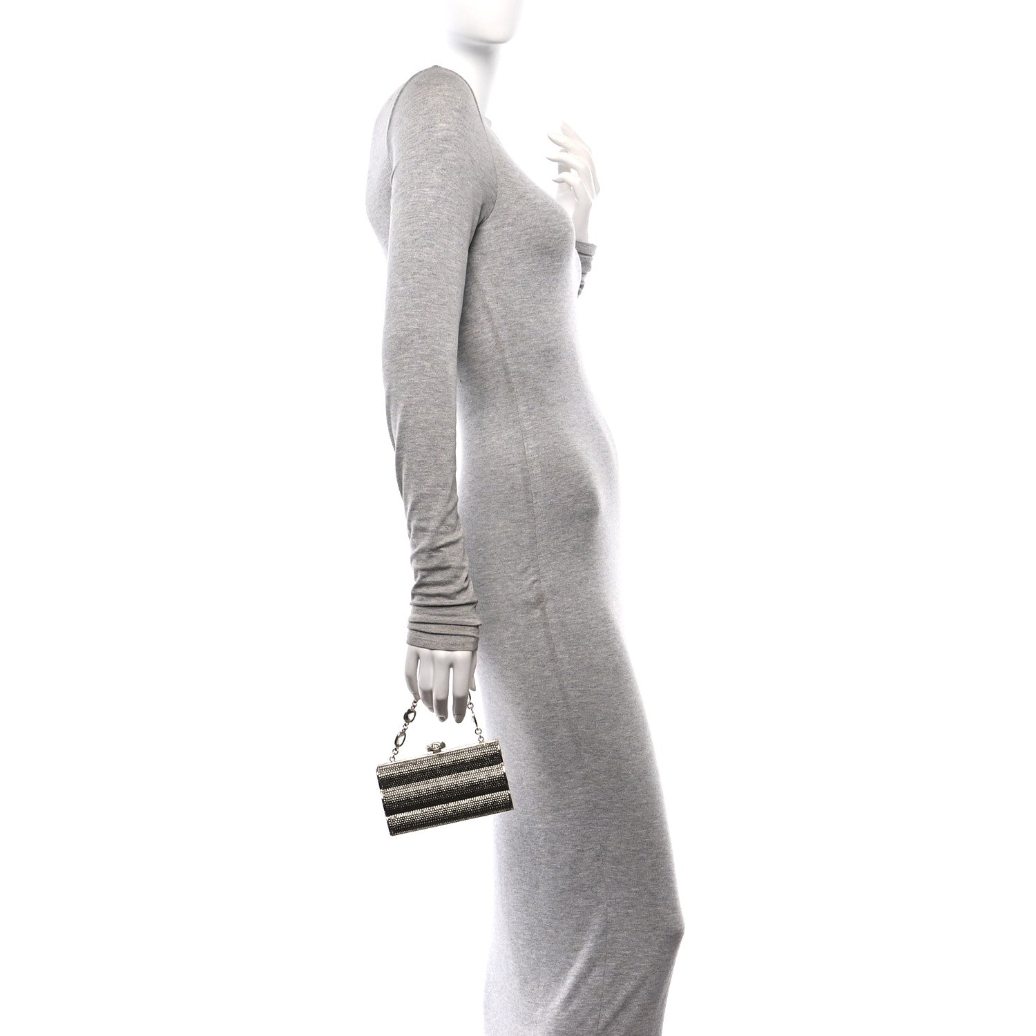 Judith Leiber Swarovski Crystal Minaudiere Clutch Silver 2 of 11