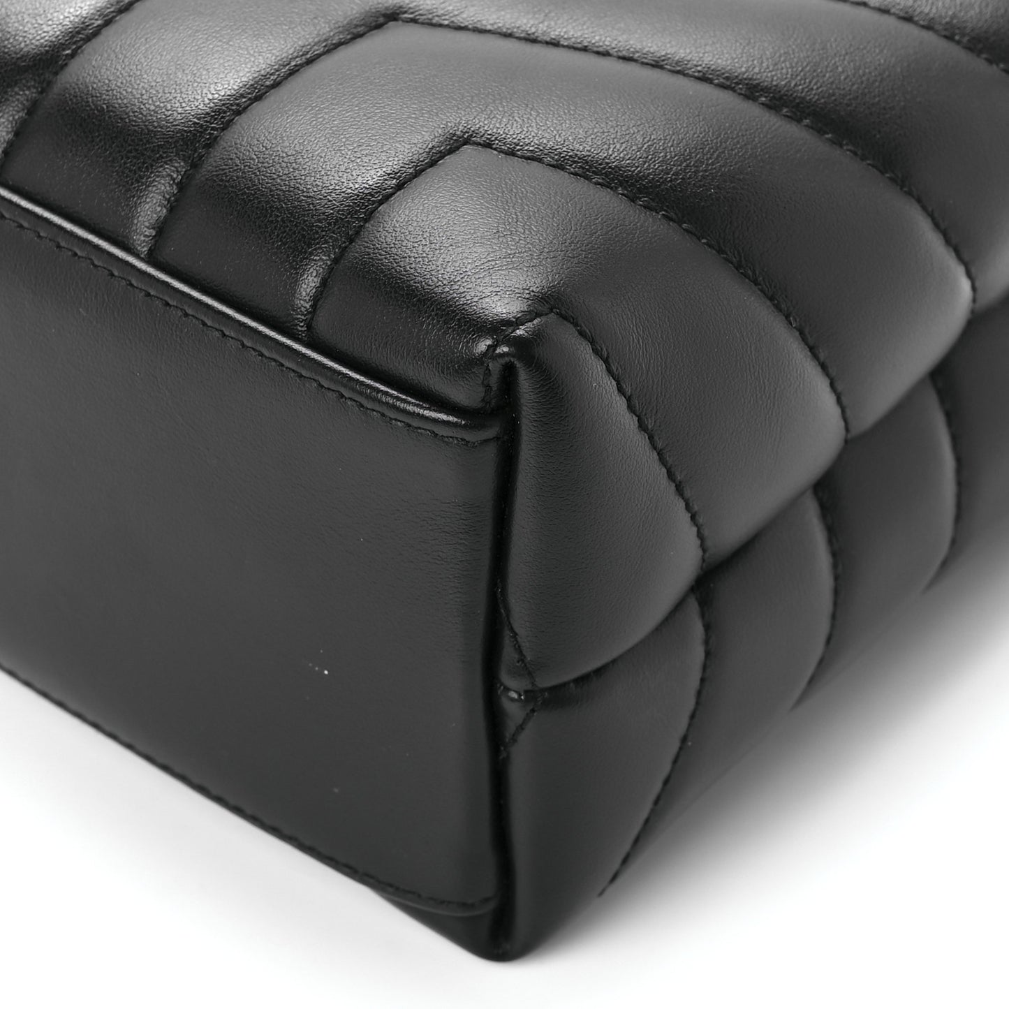 Calfskin Y Quilted Monogram Small Loulou Chain Satchel Black