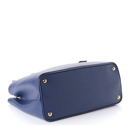 Prada Saffiano Cuir Small Double Bag Ink Blue Fire Engine Red 4 of 9