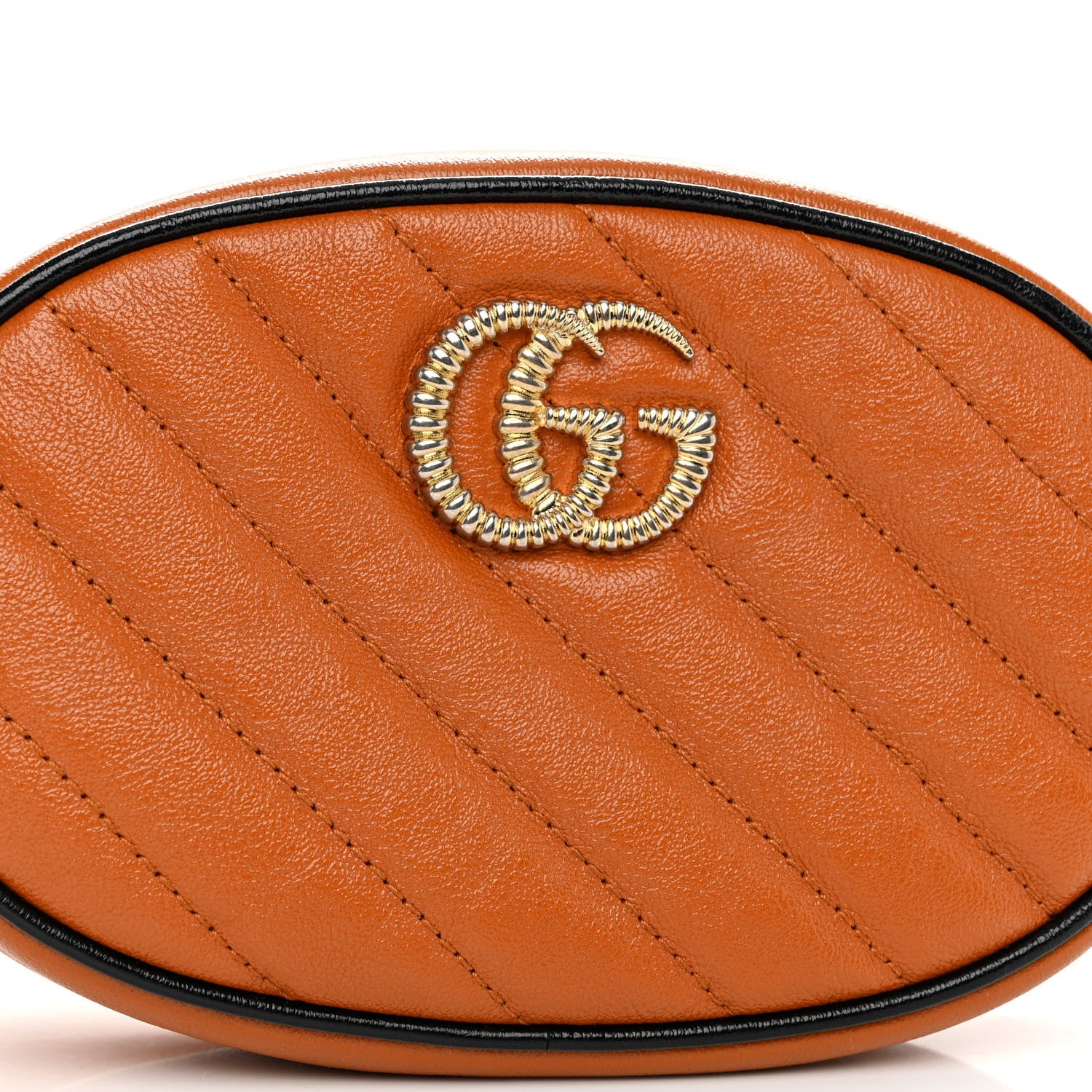 Gucci Vintage Effect Calfskin Matelasse Diagonal Torchon GG Marmont Belt Bag 85 34 Cognac 9 of 11