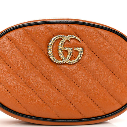 Gucci Vintage Effect Calfskin Matelasse Diagonal Torchon GG Marmont Belt Bag 85 34 Cognac 9 of 11