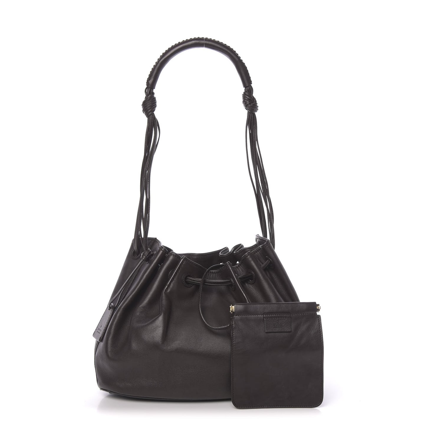 Calfskin Drawstring Shoulder Bag Brown