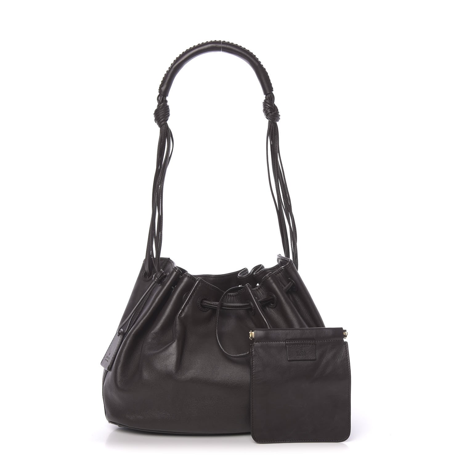 Gucci Calfskin Drawstring Shoulder Bag Brown 1 of 10
