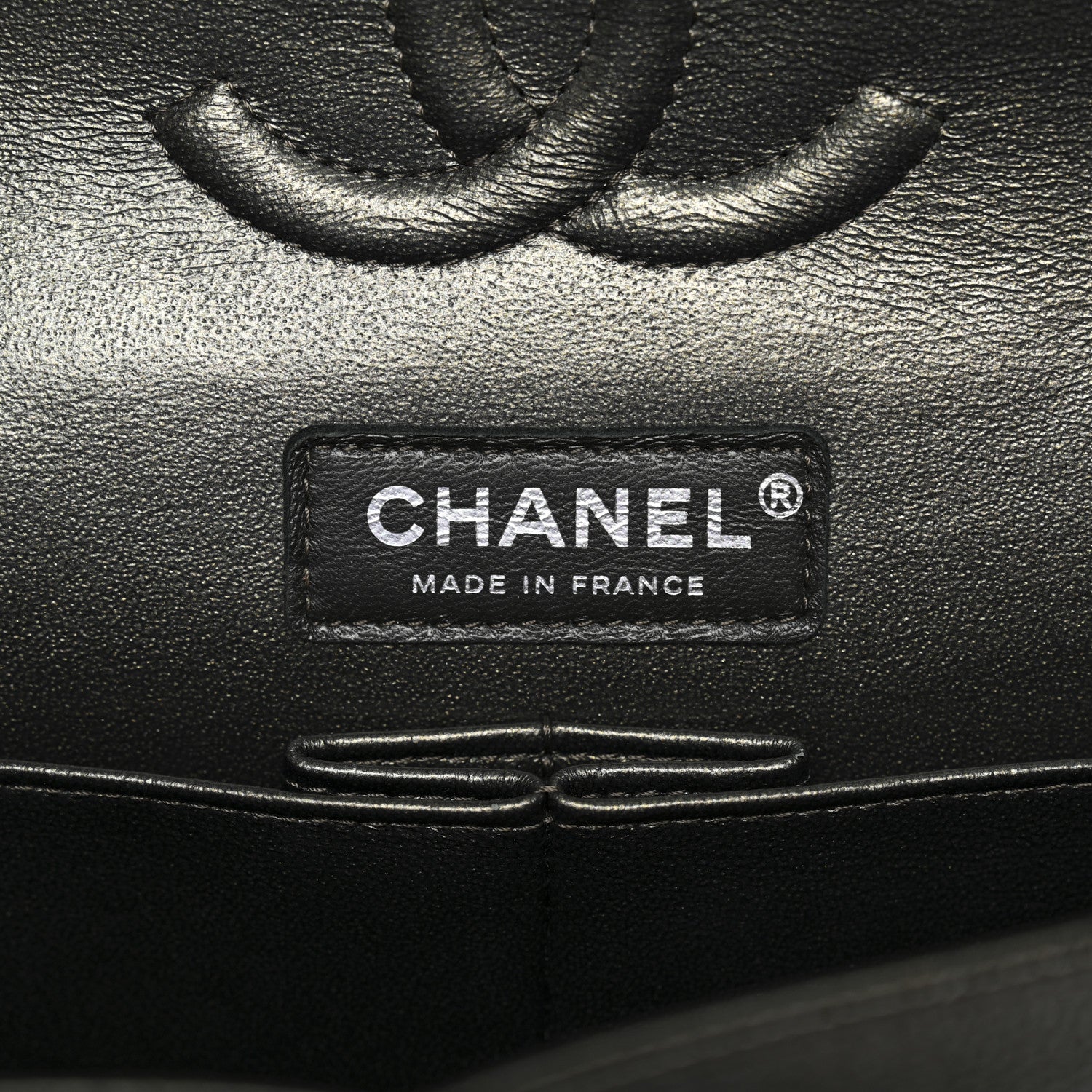 Chanel Metallic Caviar Quilted Medium Double Flap Dark Charcoal 6 of 12
