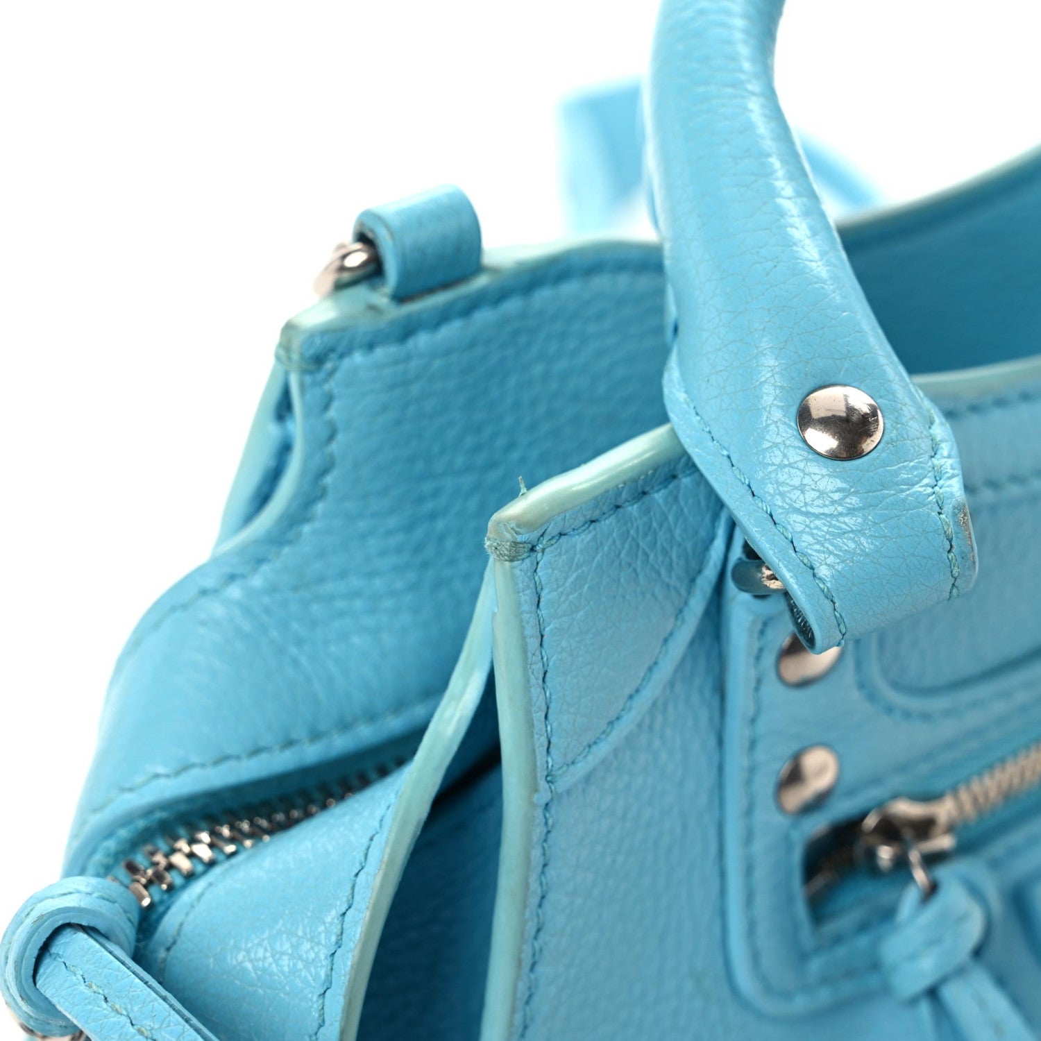 Balenciaga Grained Calfskin Neo Classic Silver Hardware Mini City Azur 18 of 22