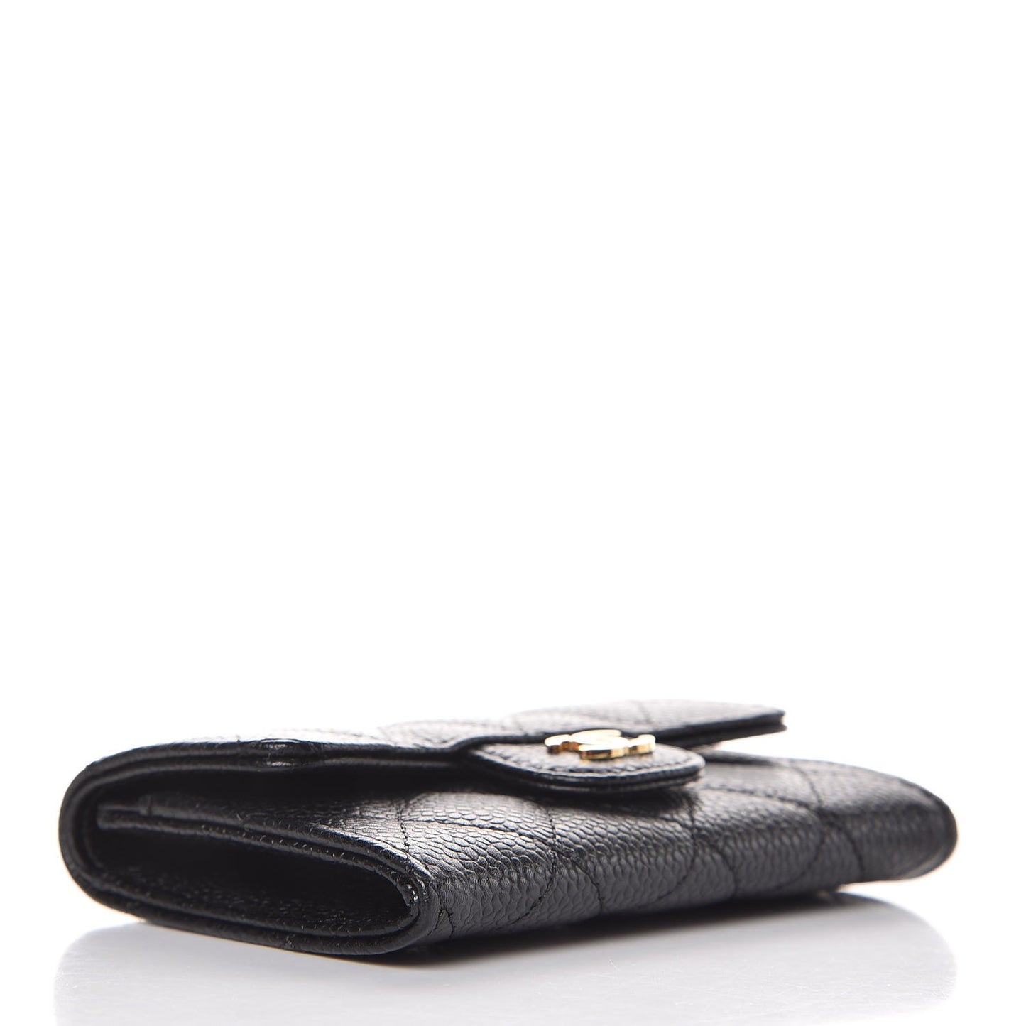Caviar Quilted Flap Card Holder Black