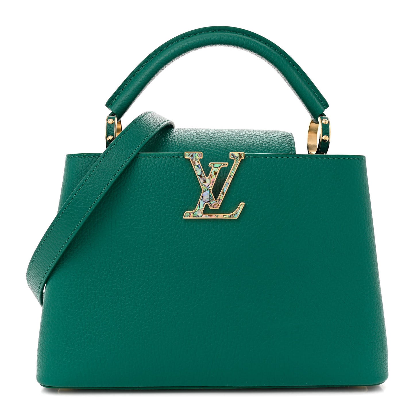 LOUIS VUITTON Taurillon Abalone Capucines BB Emerald