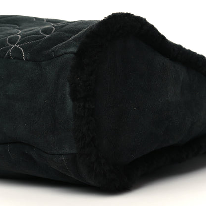 Chanel Shearling Suede Stitched CC Tote Black 10 of 11