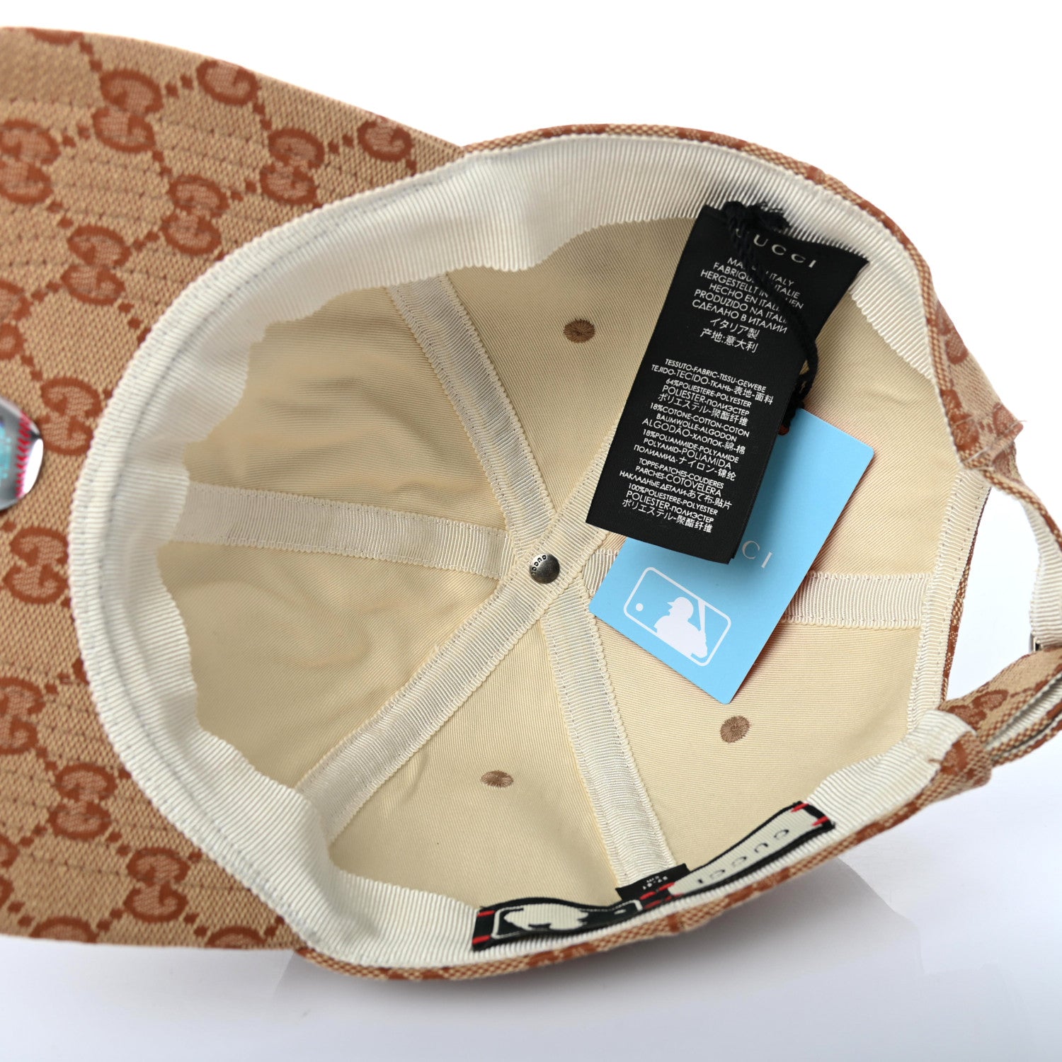 Gucci X MLB Monogram NY Yankees Baseball Hat 57-61 Beige Ruggine 7 of 9