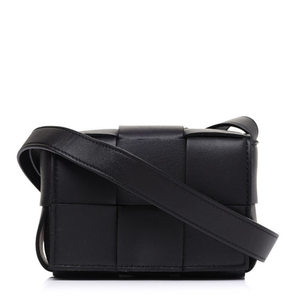 Bottega Veneta Lambskin Maxi Intrecciato Extra Mini Cassette Crossbody Bag Black 1 of 8