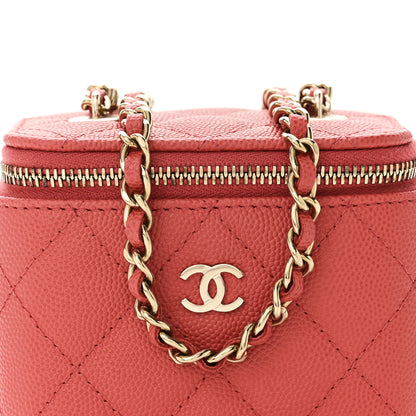 Chanel Caviar Quilted Mini Vanity Case With Chain Dark Pink 9 of 11