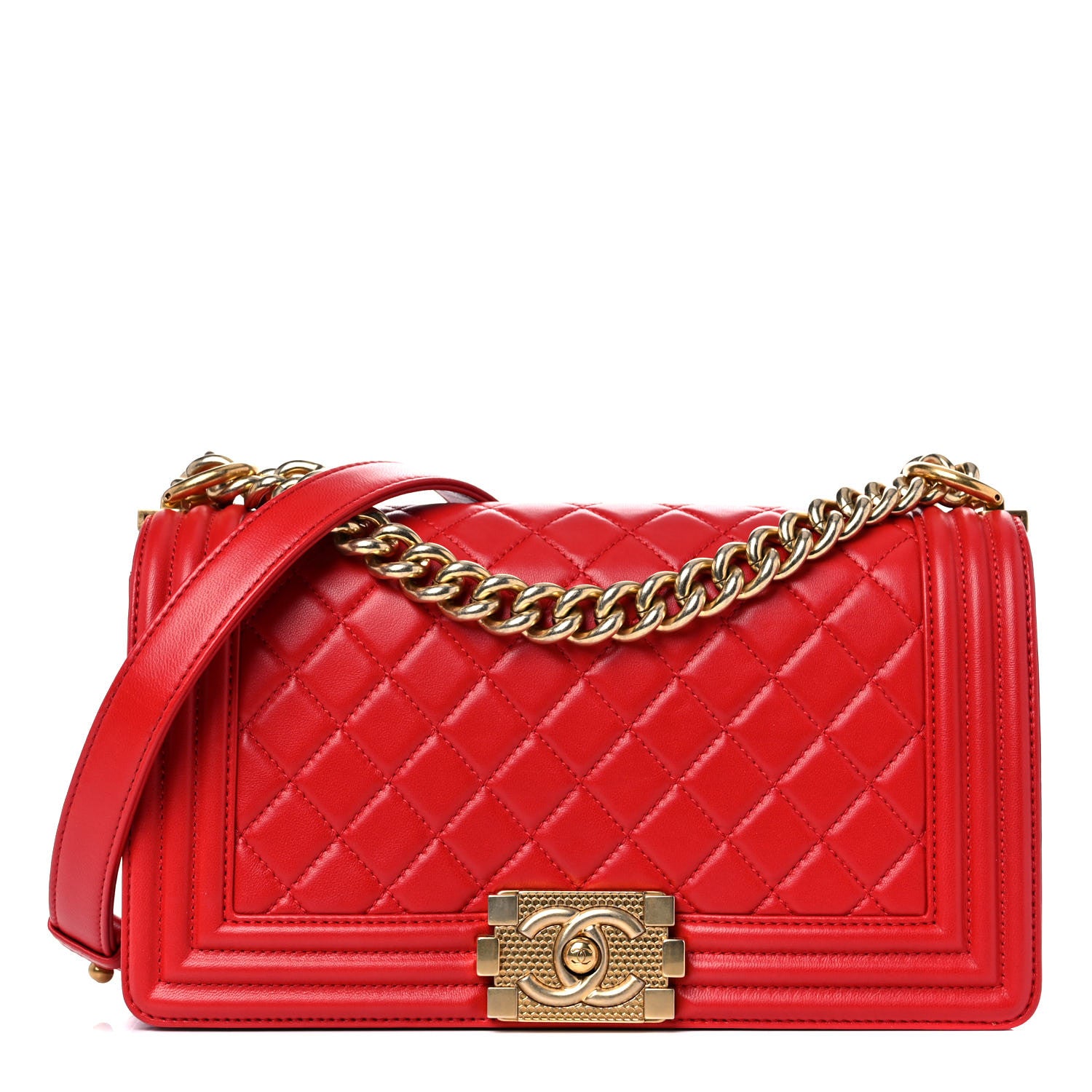 Chanel Lambskin Quilted Medium Boy Flap Red 1 of 12
