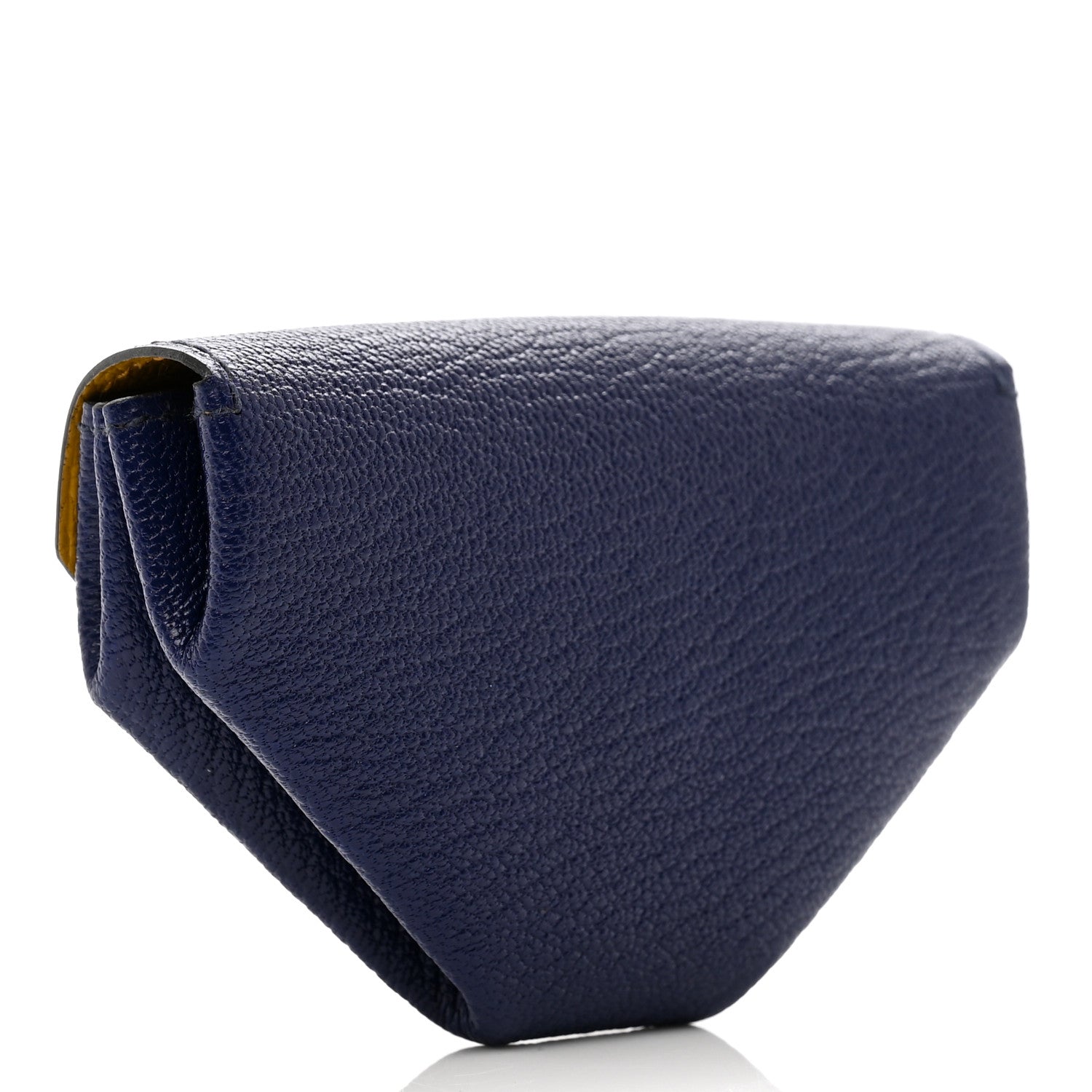Hermes Chevre Mysore Verso Le 24 Coin Purse Bleu Encre Jaune Ambre 3 of 7