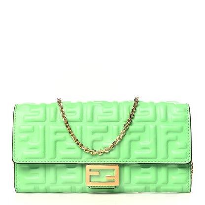 Fendi Nappa Matisse FF Embossed Continental Wallet On Chain Edamame 1 of 6