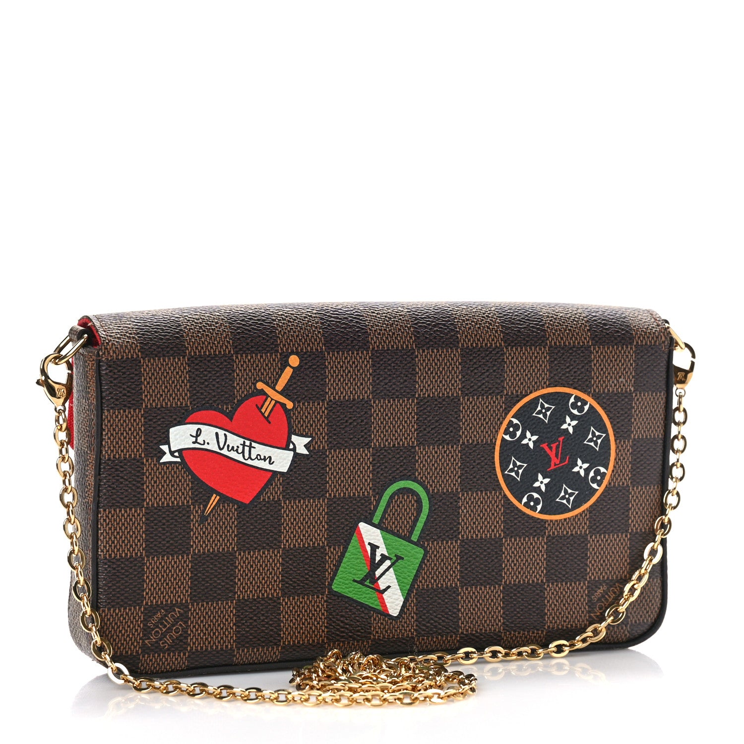 Louis Vuitton Damier Ebene My LV World Tour Pochette Felicie Chain Wallet Coquelicot 3 of 9