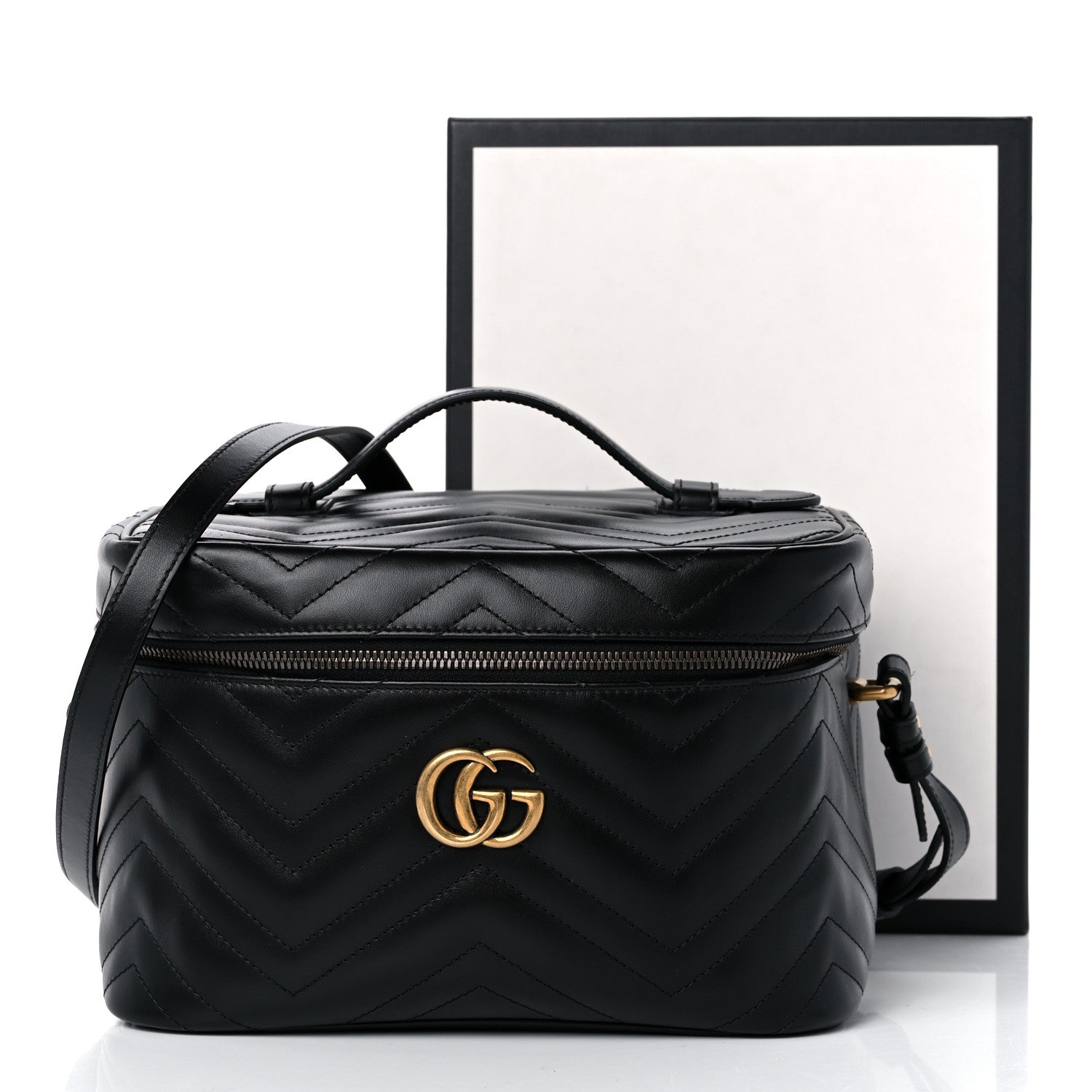 Gucci Calfskin Matelasse Large GG Marmont Vanity Cosmetic Case Black 11 of 11
