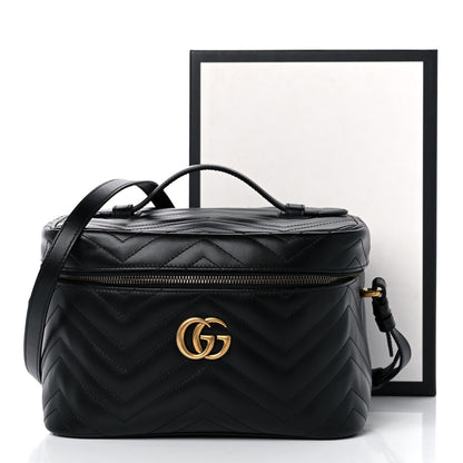Gucci Calfskin Matelasse Large GG Marmont Vanity Cosmetic Case Black 11 of 11