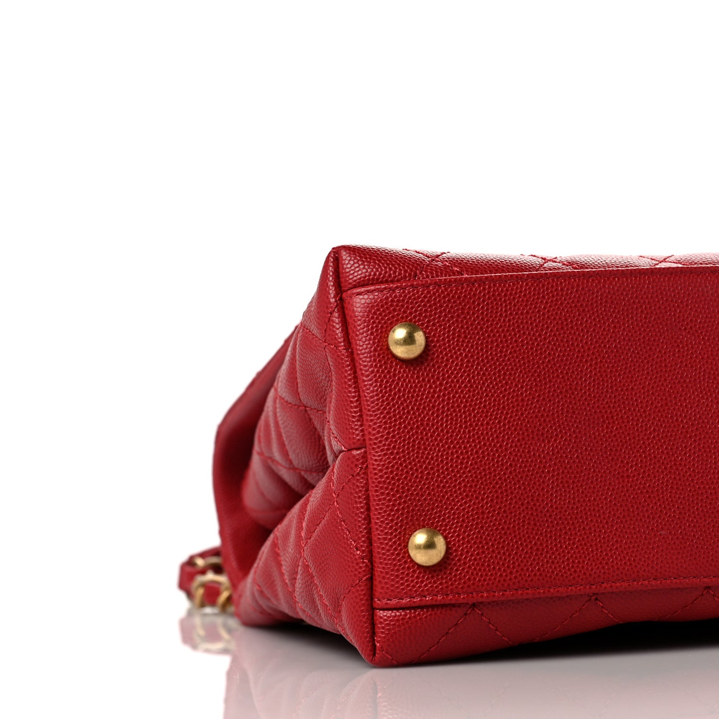 Caviar Quilted Small Coco Handle Flap Red