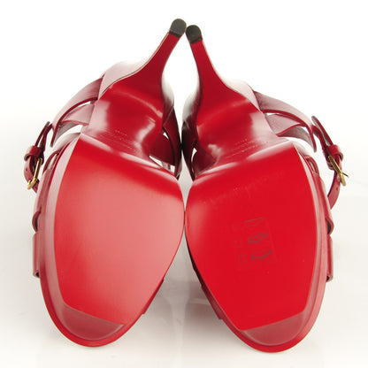 Saint Laurent Calfskin Tribute 105 Platform Sandals 36.5 Deep Red 4 of 5