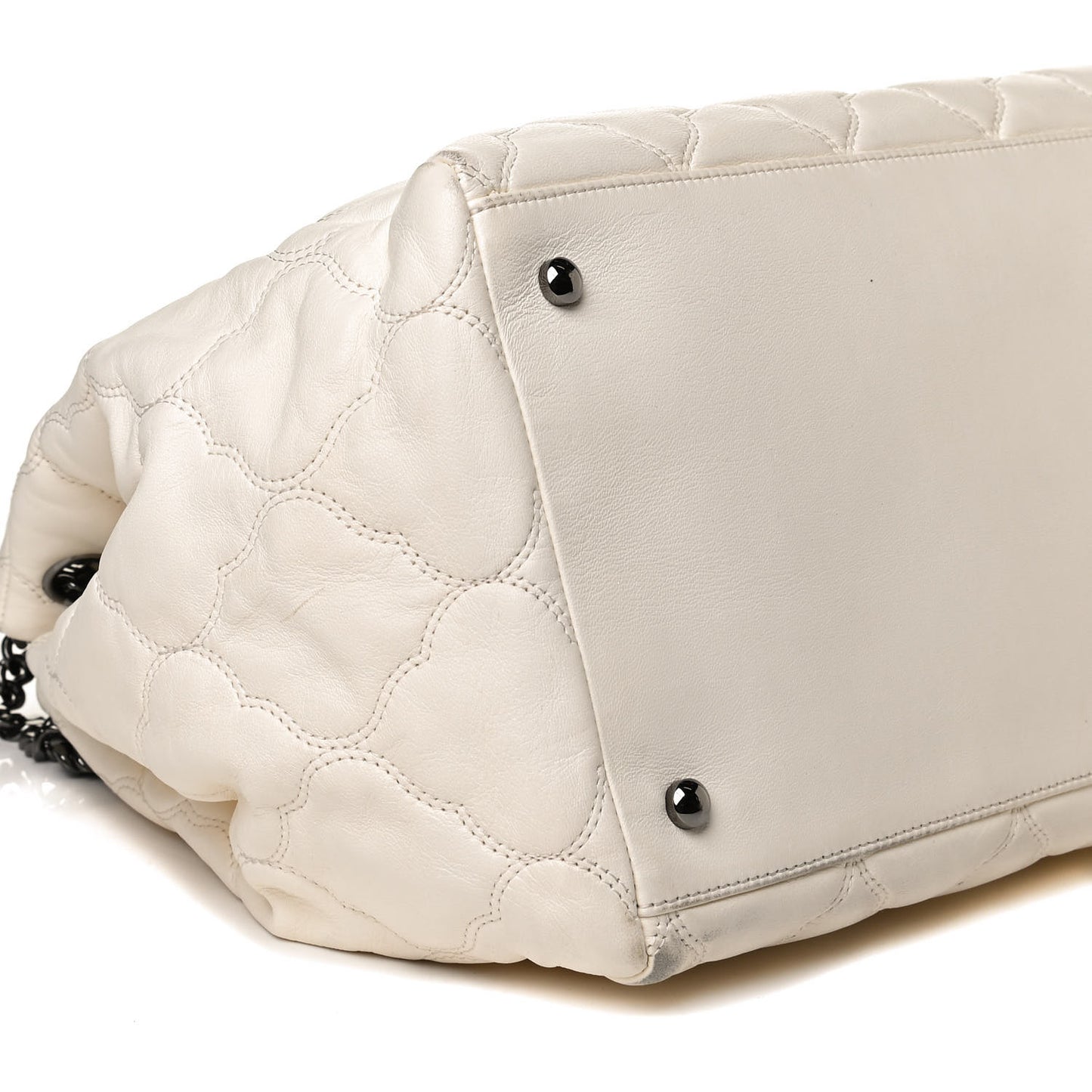 Lambskin Cells Accordion Tote Dark White