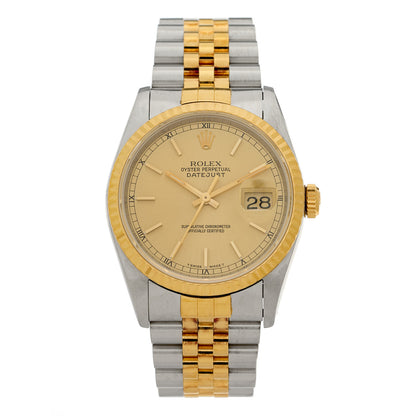 Rolex Stainless Steel 18K Yellow Gold 36mm Oyster Perpetual Datejust Watch Champagne 16233 1 of 4