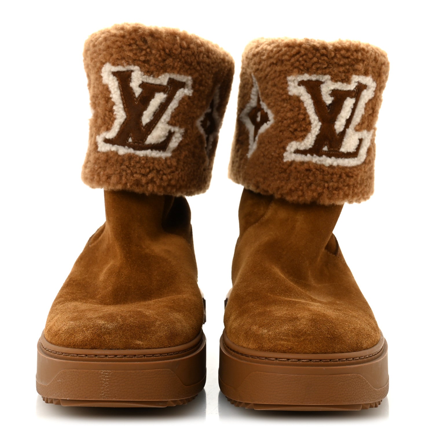Louis Vuitton Suede Calfskin Shearling Snowdrop Flat Ankle Boot 40 Cognac 3 of 9