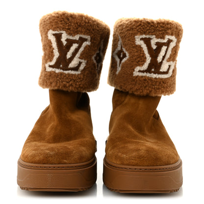 Louis Vuitton Suede Calfskin Shearling Snowdrop Flat Ankle Boot 40 Cognac 3 of 9