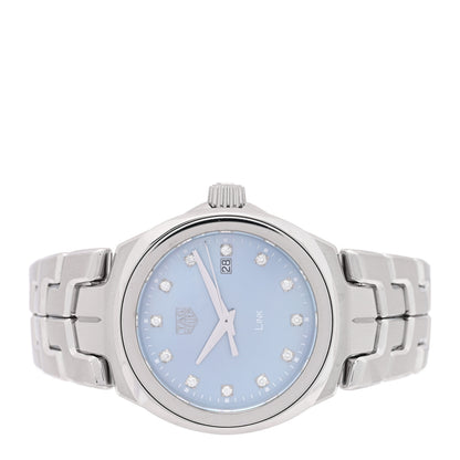 Tag Heuer Stainless Steel Diamond Blue Mother of Pearl 29mm Link Quartz Watch WBC1313 2 of 5